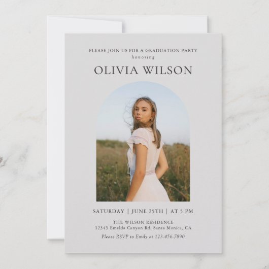 Modern Class of 2026 Photo Graduation Party 招待状 (裏面)