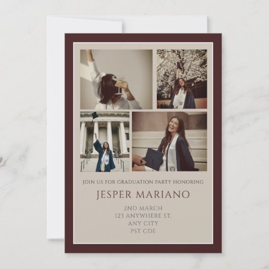 Modern Class of 2026 Photo Minimal Graduation  招待状 (正面)