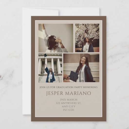 Modern Class of 2026 Photo Minimal Graduation  招待状 (正面)