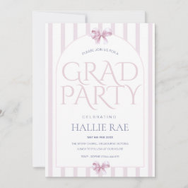 Modern Class of 2026 Pink Bow Graduation Party 招待状
