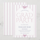 Modern Class of 2026 Pink Bow Graduation Party 招待状 (正面/裏面)