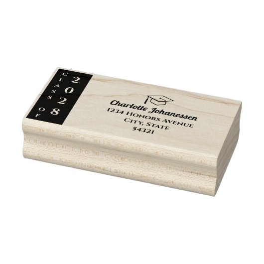 Modern Class of Graduation Mailing Address ラバースタンプ (スタンプ)