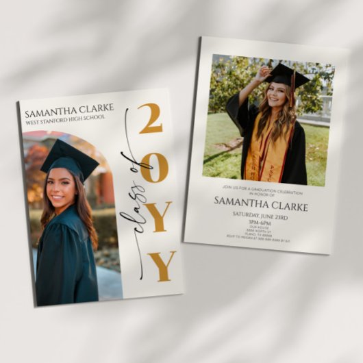 Modern Class Year Photo Arch Graduation Party 招待状