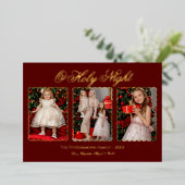 Modern Classic 3 Photos Family Foil Christmas Card 箔シーズンカード (立ち正面)
