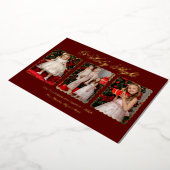 Modern Classic 3 Photos Family Foil Christmas Card 箔シーズンカード (回転した状態)