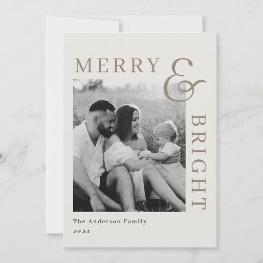 Modern Classic Beige Typography Two Sided Photo シーズンカード (正面)