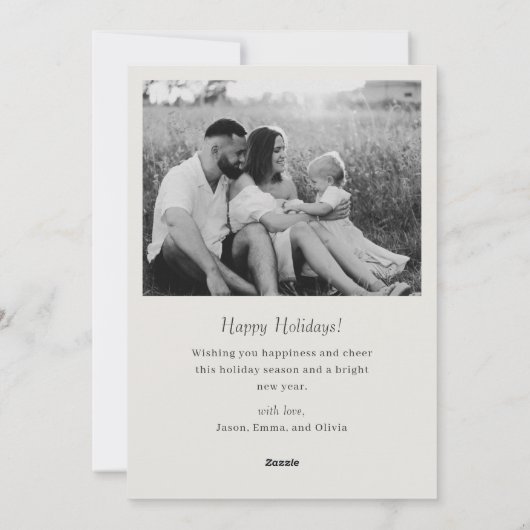 Modern Classic Beige Typography Two Sided Photo シーズンカード (裏面)