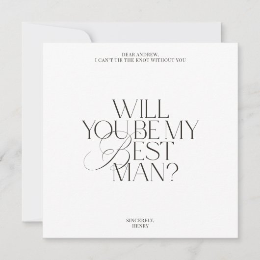 Modern Classic Best Man Proposal Card 招待状 (正面)