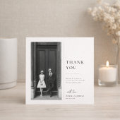 Modern Classic Black and White Wedding Photo サンキューカード