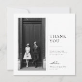 Modern Classic Black and White Wedding Photo サンキューカード (正面)