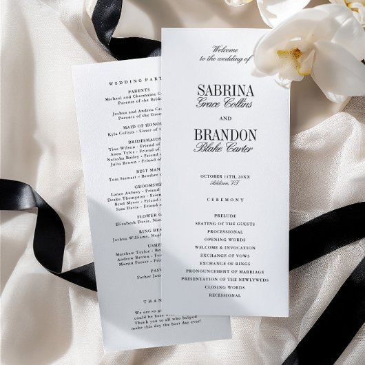 Modern Classic Black Wedding Ceremony Program
