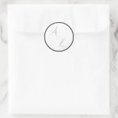 Modern Classic Black & White Border Script Wedding ラウンドシール (バッグ)