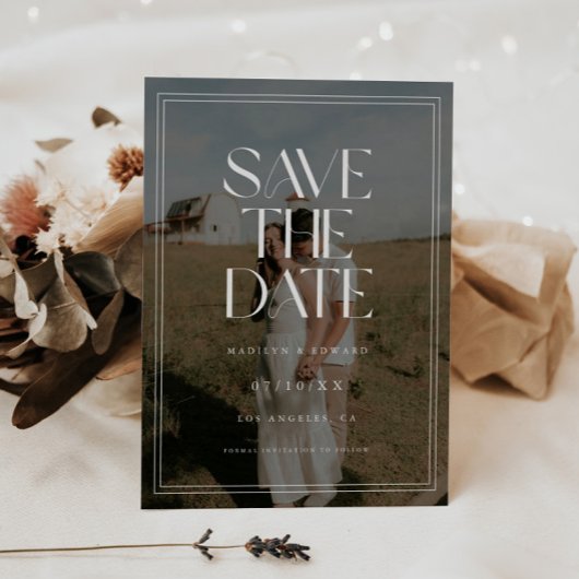 Modern Classic Bold Typography Wedding Full Photo セーブザデート