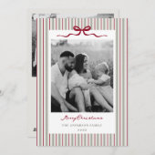 Modern Classic Bow and Stripes Two Sided Photo シーズンカード (正面/裏面)