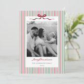 Modern Classic Bow and Stripes Two Sided Photo シーズンカード (スタンド正面)