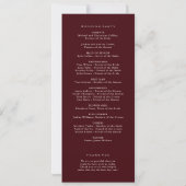 Modern Classic Burgundy Wedding Ceremony Program (裏面)
