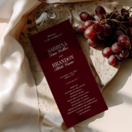 Modern Classic Burgundy Wedding Ceremony Program