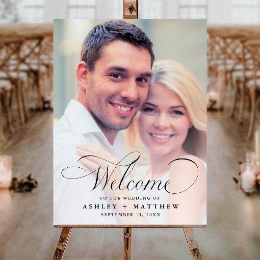 Modern Classic Calligraphy Wedding Welcome Photo ポスター