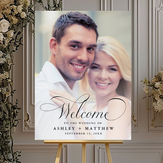 Modern Classic Calligraphy Wedding Welcome Photo ポスター