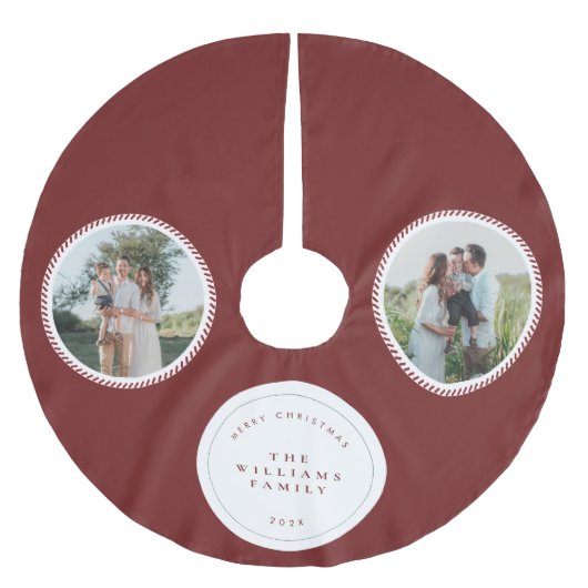 Modern Classic Christmas Photo Elegant ブラッシュドポリエステルツリースカート (正面)