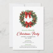 Modern Classic Christmas Wreath Party Invitation 招待状 (正面)