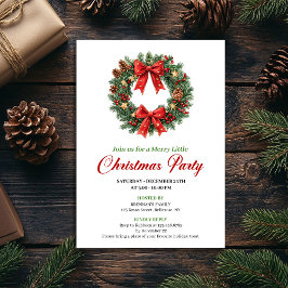 Modern Classic Christmas Wreath Party Invitation 招待状