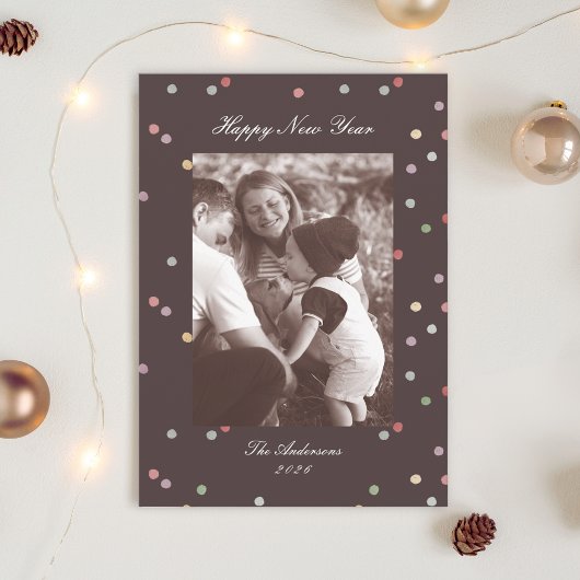 Modern Classic Colorful Confetti New Years Photo シーズンカード