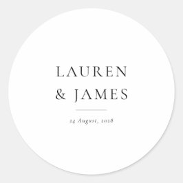 Modern Classic Couple Wedding Favor Sticker ラウンドシール