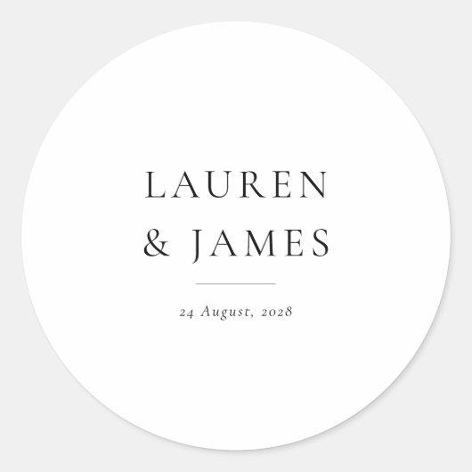 Modern Classic Couple Wedding Favor Sticker ラウンドシール (正面)