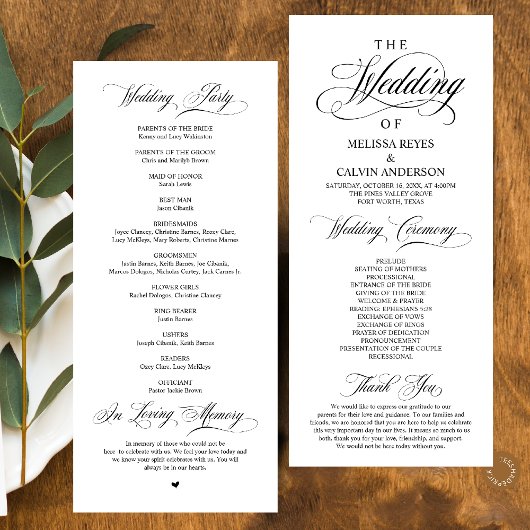 Modern Classic Elegant Wedding Ceremony プログラム