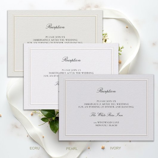 Modern Classic Elevated Ecru Wedding Reception エンクロージャーカード