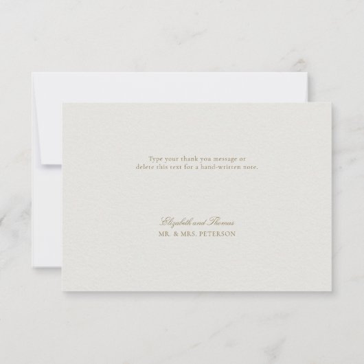 Modern Classic Elevated Gold Ecru Formal Wedding サンキューカード (裏面)