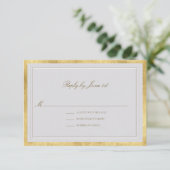 Modern Classic Elevated Ivory Gold Formal Wedding 出欠カード (スタンド正面)