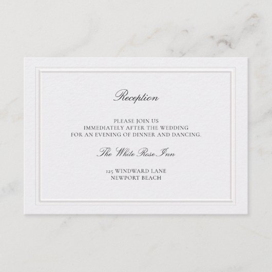 Modern Classic Elevated Pearl Wedding Reception エンクロージャーカード (正面)