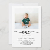 Modern Classic First Birthday Photo Invitation 招待状 (正面)