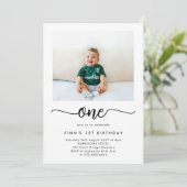 Modern Classic First Birthday Photo Invitation 招待状 (スタンド正面)