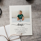 Modern Classic First Birthday Photo Invitation 招待状