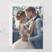 Modern Classic French Frame Blue Wedding Photo サンキューカード (裏面)