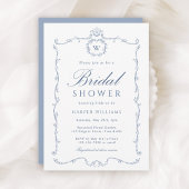 Modern Classic French Frame Bridal Shower Blue     招待状