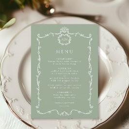 Modern Classic French Frame Sage Green Wedding メニュー