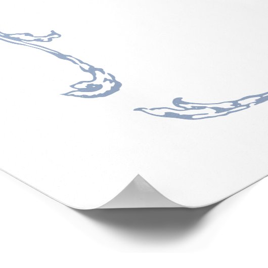 Modern Classic French Frame Wedding Dusty Blue ポスター (角)