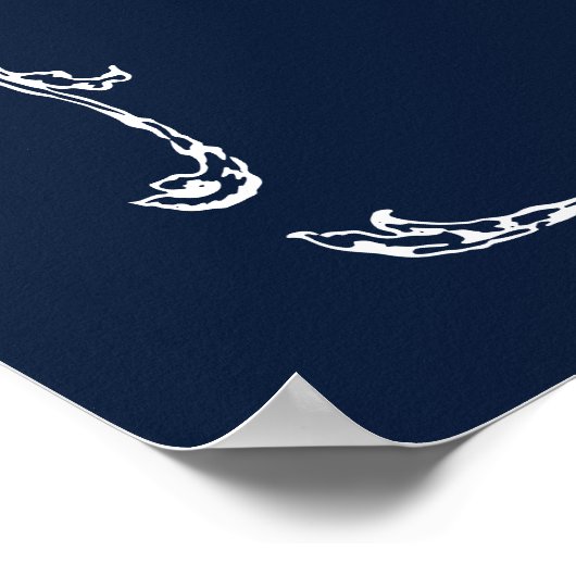 Modern Classic French Frame Wedding Navy Blue ポスター (角)