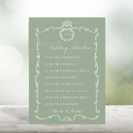 Modern Classic French Sage Green Wedding Timeline プログラム