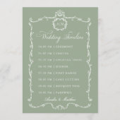 Modern Classic French Sage Green Wedding Timeline プログラム (正面)