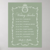 Modern Classic French Sage Green Wedding Timeline ポスター (正面)