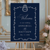 Modern Classic French Wedding Navy Blue Welcome ポスター