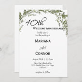 Modern Classic Greenery Wedding Anniversary  招待状 (正面/裏面)