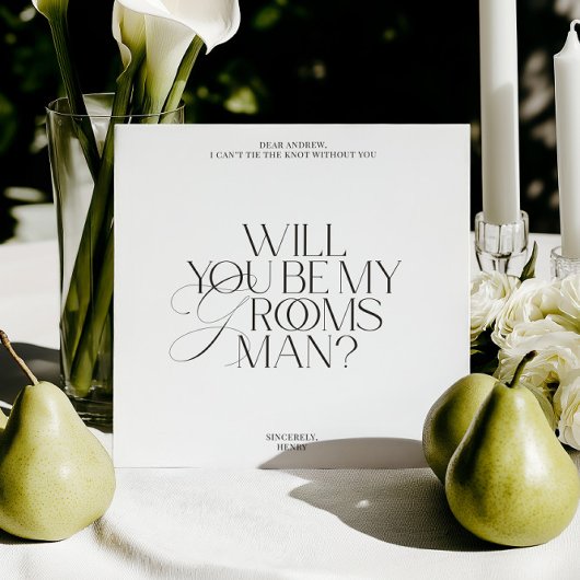 Modern Classic Groomsman Proposal Card 招待状