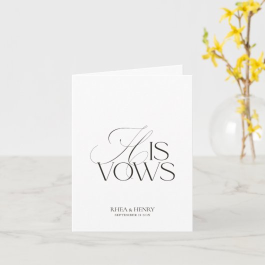 Modern Classic His Vows Wedding  カード (黄色い花)