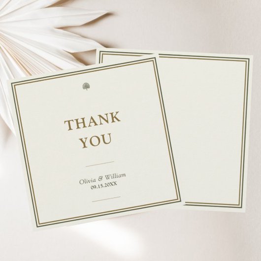 Modern Classic Ivory & Gold Handwritten Wedding サンキューカード